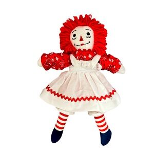 15” Classic Rag Doll with Red Hair and White Dress (Rum4)